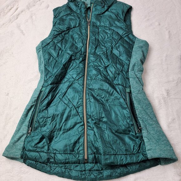 Lululemon Women's Forage Teal Down For A Run Slim Full-Zip Puffer Vest Size 8 - Picture 2 of 7